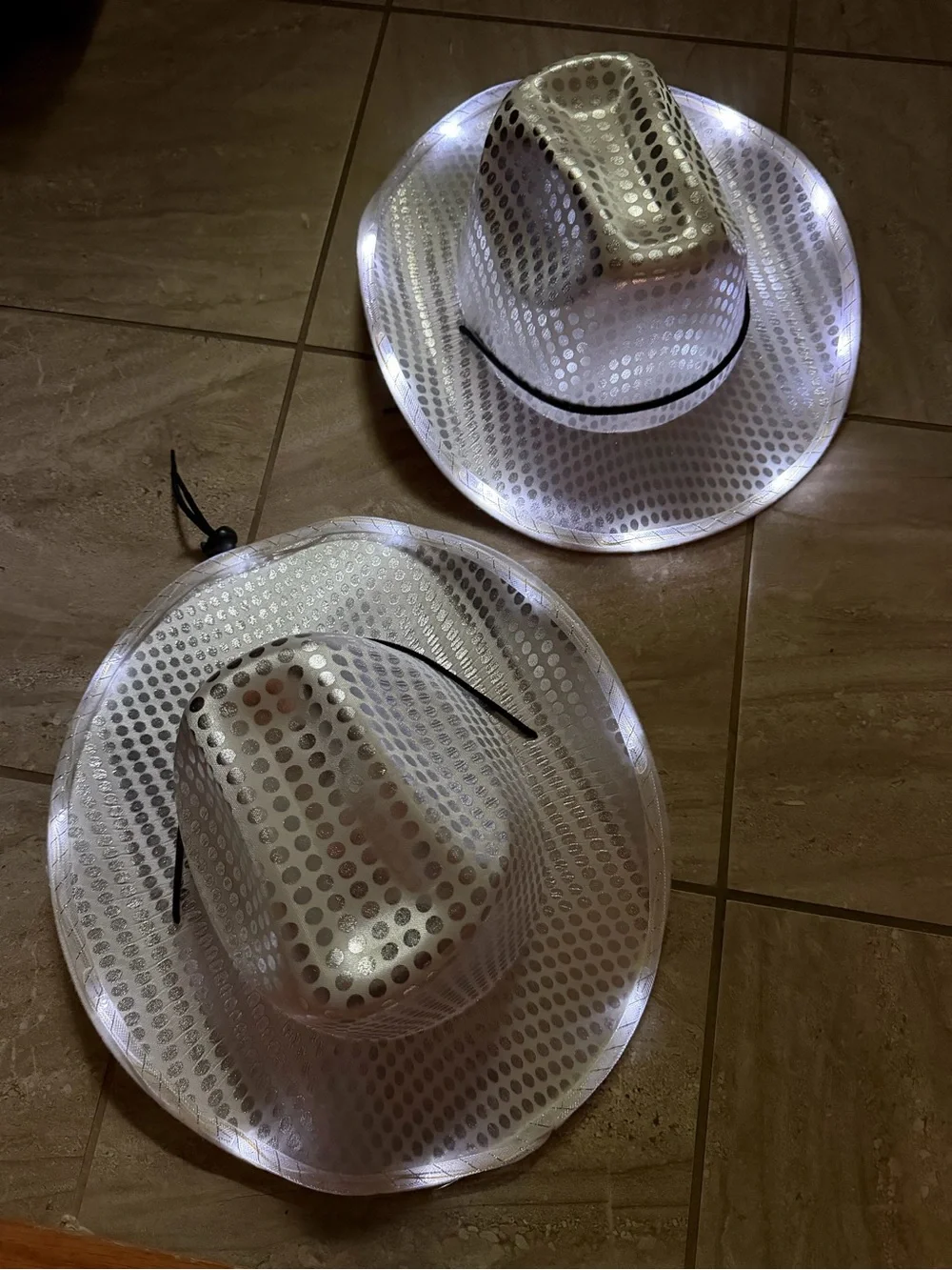 White/silver light up Cowboy Hats - Wedding/Bachelorette/bachelor